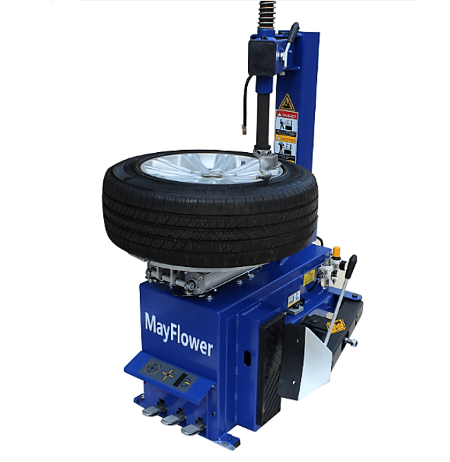 Powerful Mayflower Tire Changer with 1.5 HP Rim Clamp for Effortless Wheel Changing