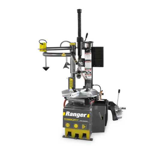 Ranger R980AT Deluxe Tire Changer – Swing Arm Design with Single-Tower Assist for 30" Tires – Vibrant Yellow and Gray Finish