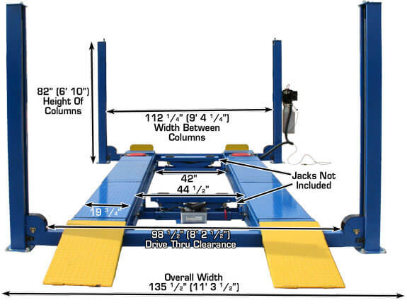 Atlas PK-412A Heavy-Duty 12,000 lbs 4-Post Car Alignment Lift