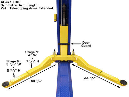 Atlas 9KBPX Heavy-Duty 9,000 lbs Two-Post Baseplate Car Lift