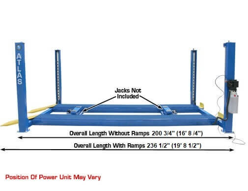Heavy-Duty Atlas 412 12,000 lbs Commercial 4-Post Auto Lift - Model ATEATTD-412