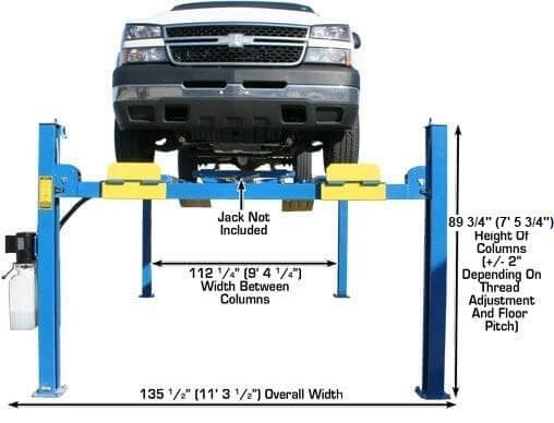 Heavy-Duty Atlas 412 12,000 lbs Commercial 4-Post Auto Lift - Model ATEATTD-412